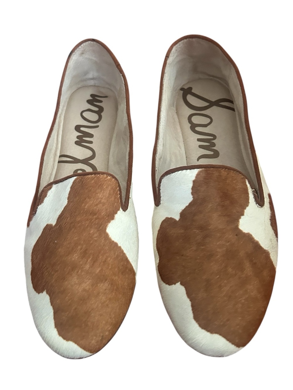 Sam Edelman Cow Print  Calf Hair Slip-On Flats Loafers